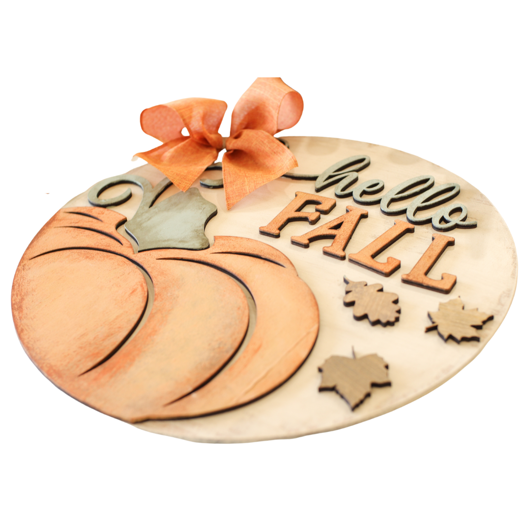 Wooden Fall Pumpkin Door Hanger