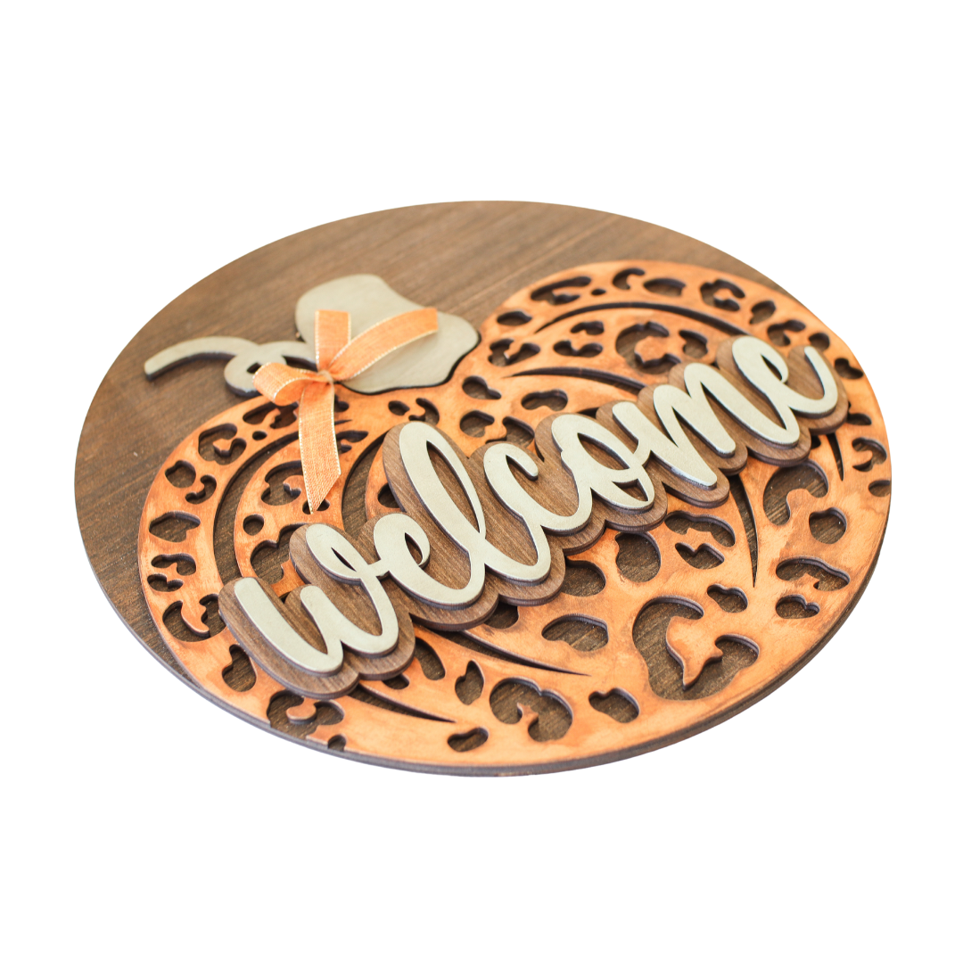 Wooden Fall Pumpkin Door Hanger