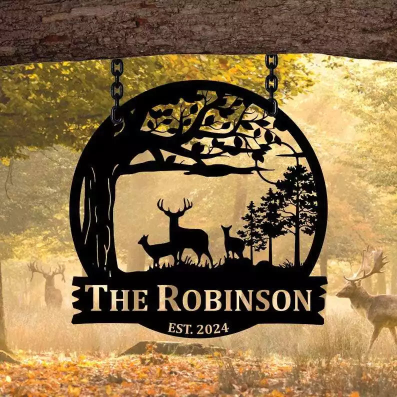 Personalized Deer Metal Wall Art Sign