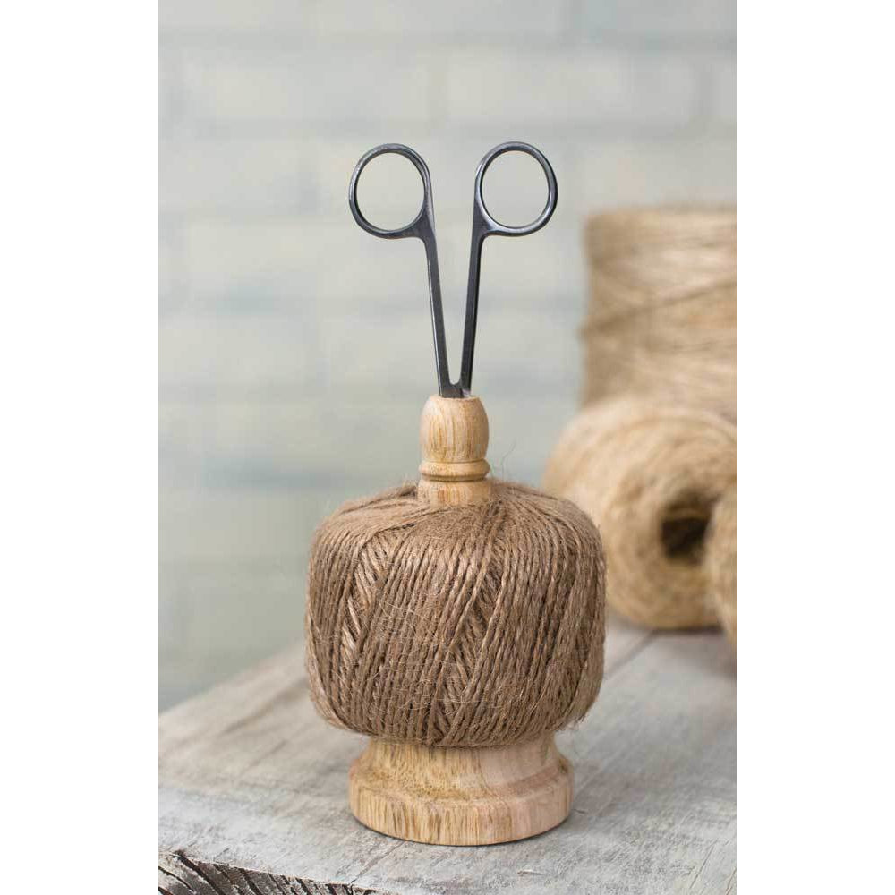 Twine Caddy with Scissors - Farmhouse Decor