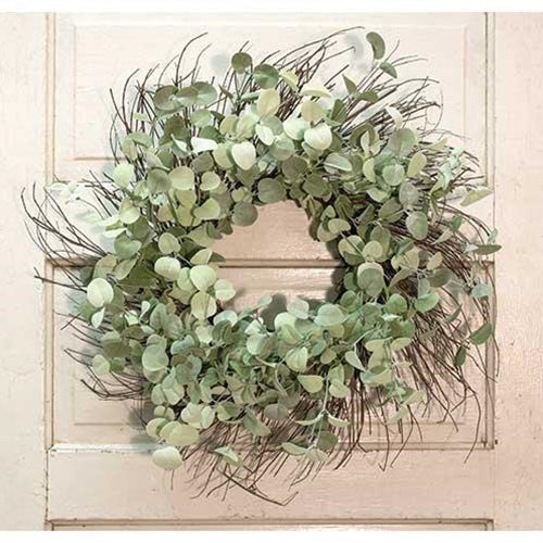 Silver Drop Eucalyptus Twig Wreath, 24"