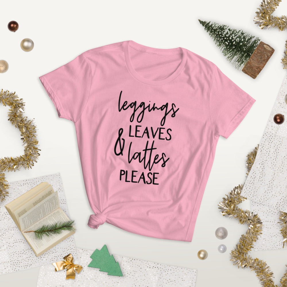 Leggins and Lattes Womens Funny T-Shirt