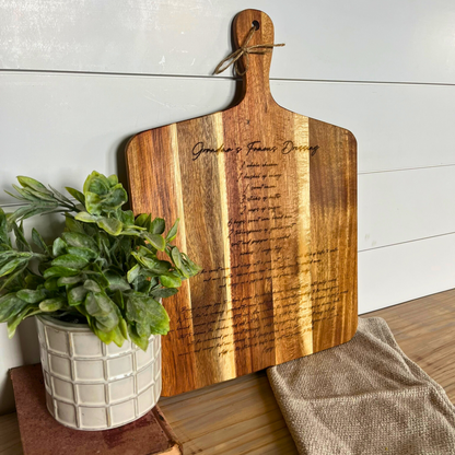 Engraved Recipe Cutting Board