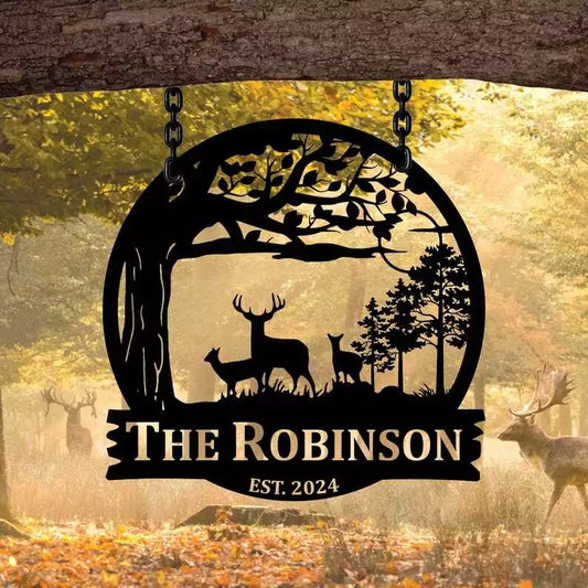 Personalized Deer Metal Wall Art Sign