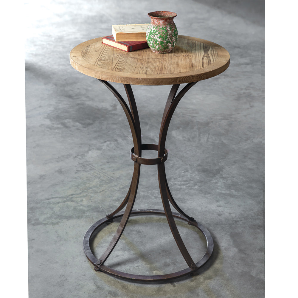 Wooden Round Table with Metal Base