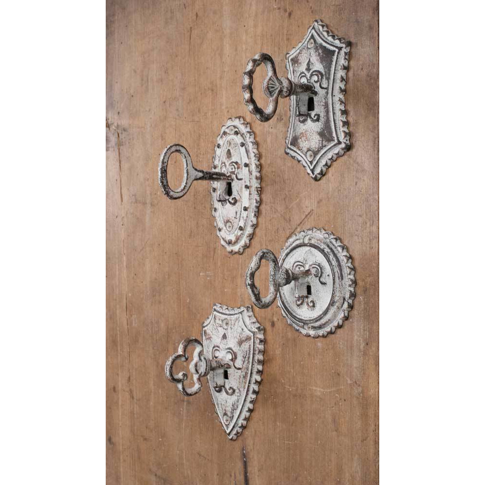 Vintage Key Metal Hooks - Set of 4 - Farmhouse Decor