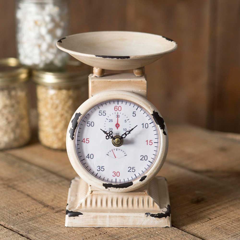 Small Kitchen Scale Clock - Farmhouse Decor