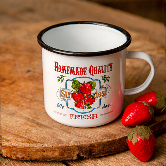 Strawberries Enamelware Mug