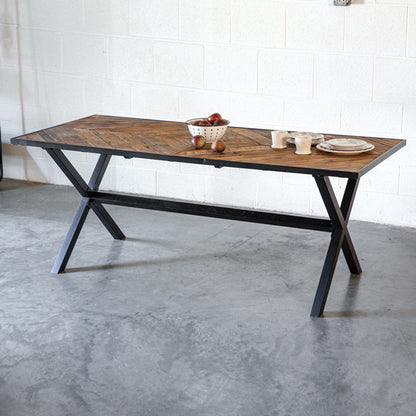 Wood Top Metal Frame Dining Table