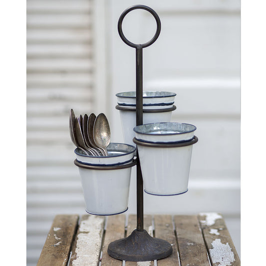 Three Bucket Stand - Farmhouse Decor