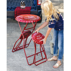 Old Glory Folding Metal Table with Two Stools