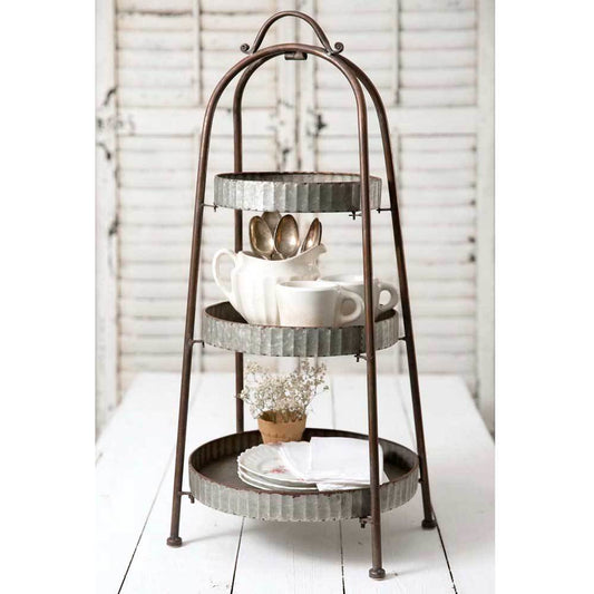 Three-Tiered Round Display - Farmhouse Decor