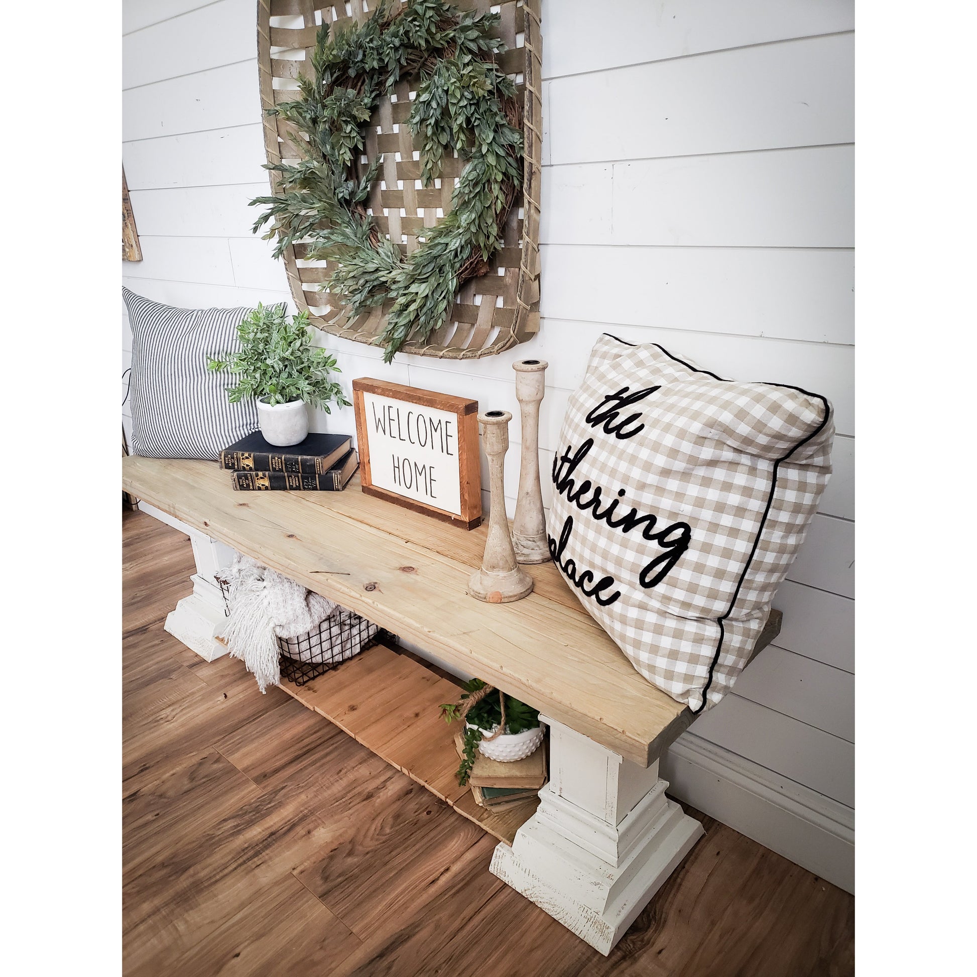 Ann Farmhouse Pedestal Bench – Savvy Farmhouse Design