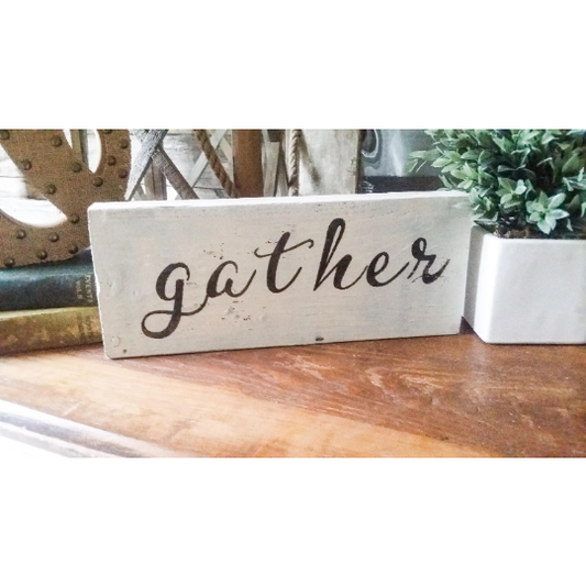 Savvy Farmhouse Gather Sign, Gather wooden sign, Farmhouse decor - Farmhouse Decor