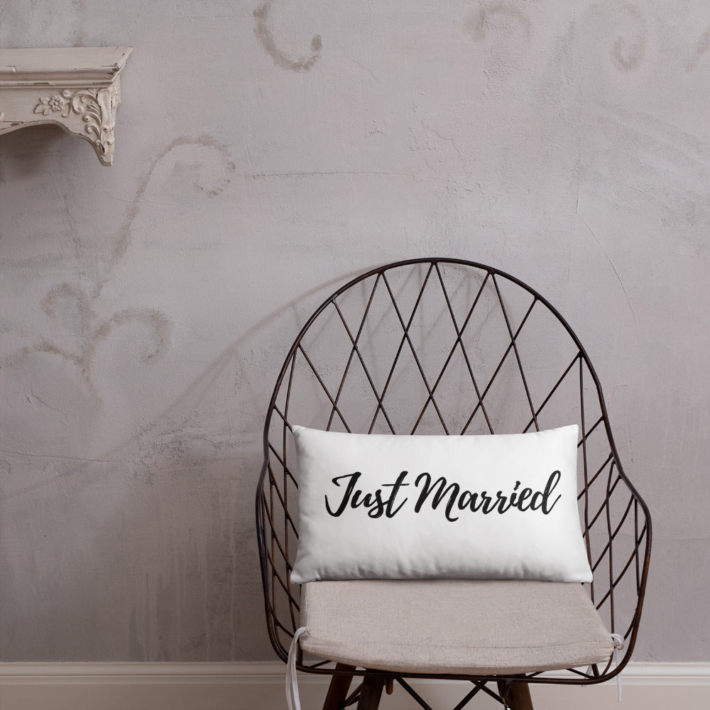 Just Married Calligraphy, Just Married Pillow, Wife gift, Throw Pillow, Farmhouse Pillow, Newly wed gift, - Farmhouse Decor