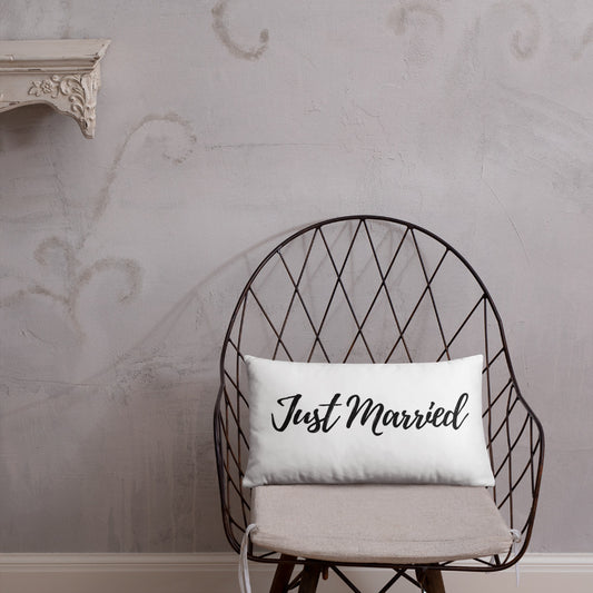 Just Married Calligraphy, Just Married Pillow, Wife gift, Throw Pillow, Farmhouse Pillow, Newly wed gift, - Farmhouse Decor