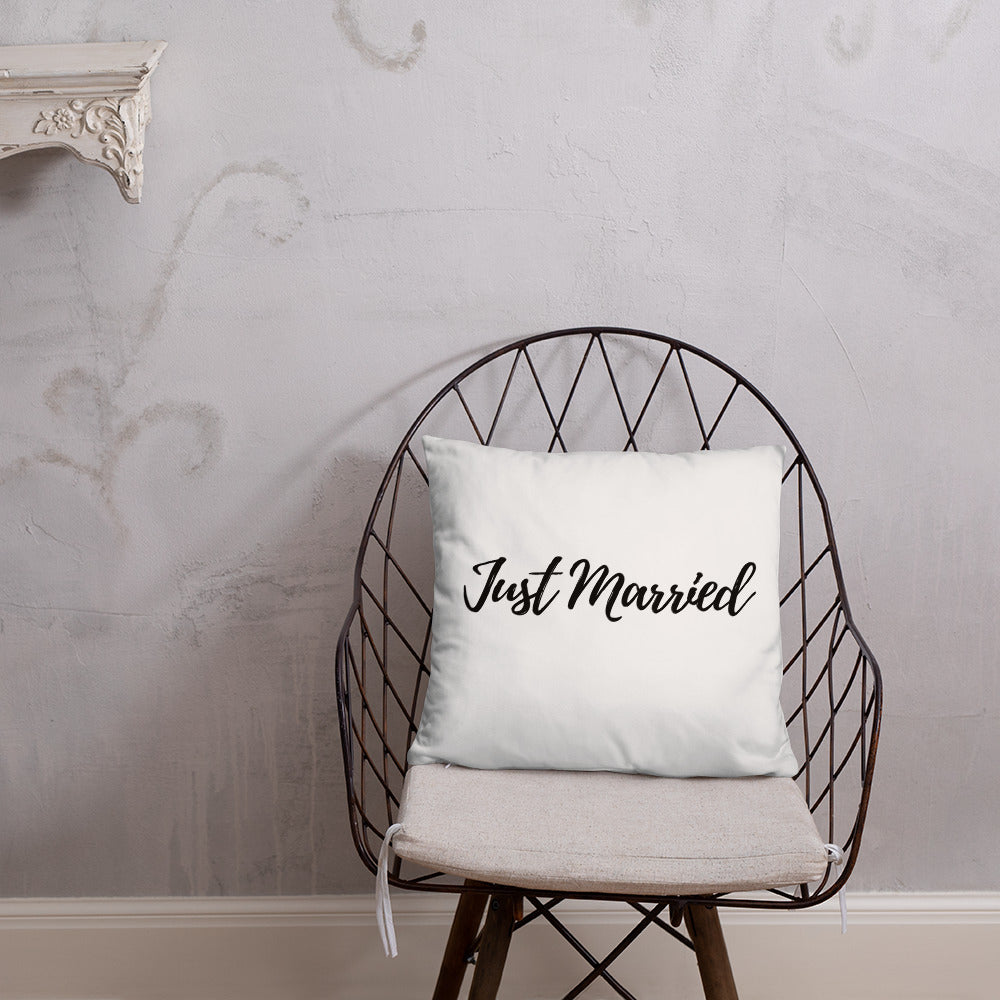 Just Married Calligraphy, Just Married Pillow, Wife gift, Throw Pillow, Farmhouse Pillow, Newly wed gift, - Farmhouse Decor