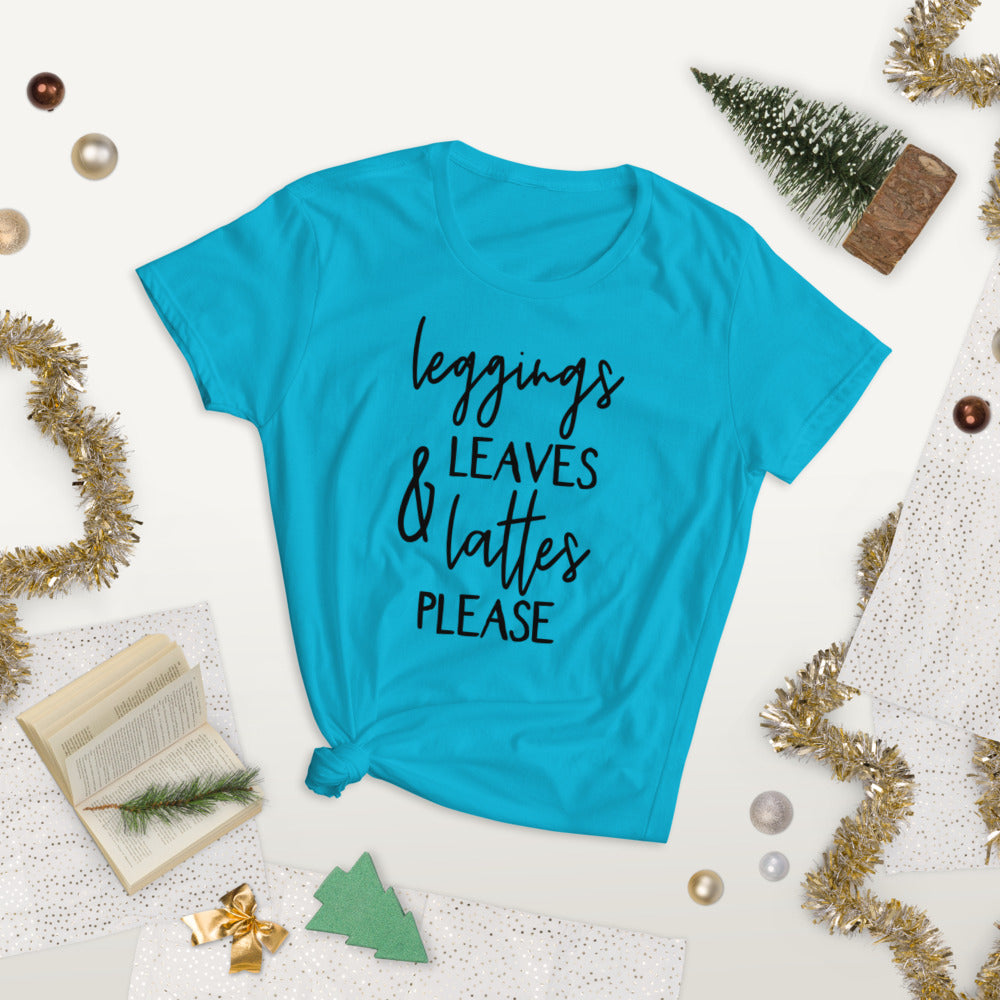 Leggins and Lattes Womens Funny T-Shirt