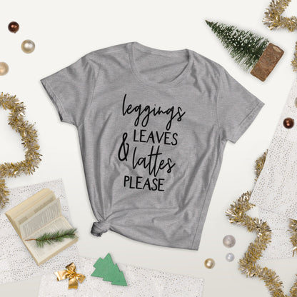 Leggins and Lattes Womens Funny T-Shirt